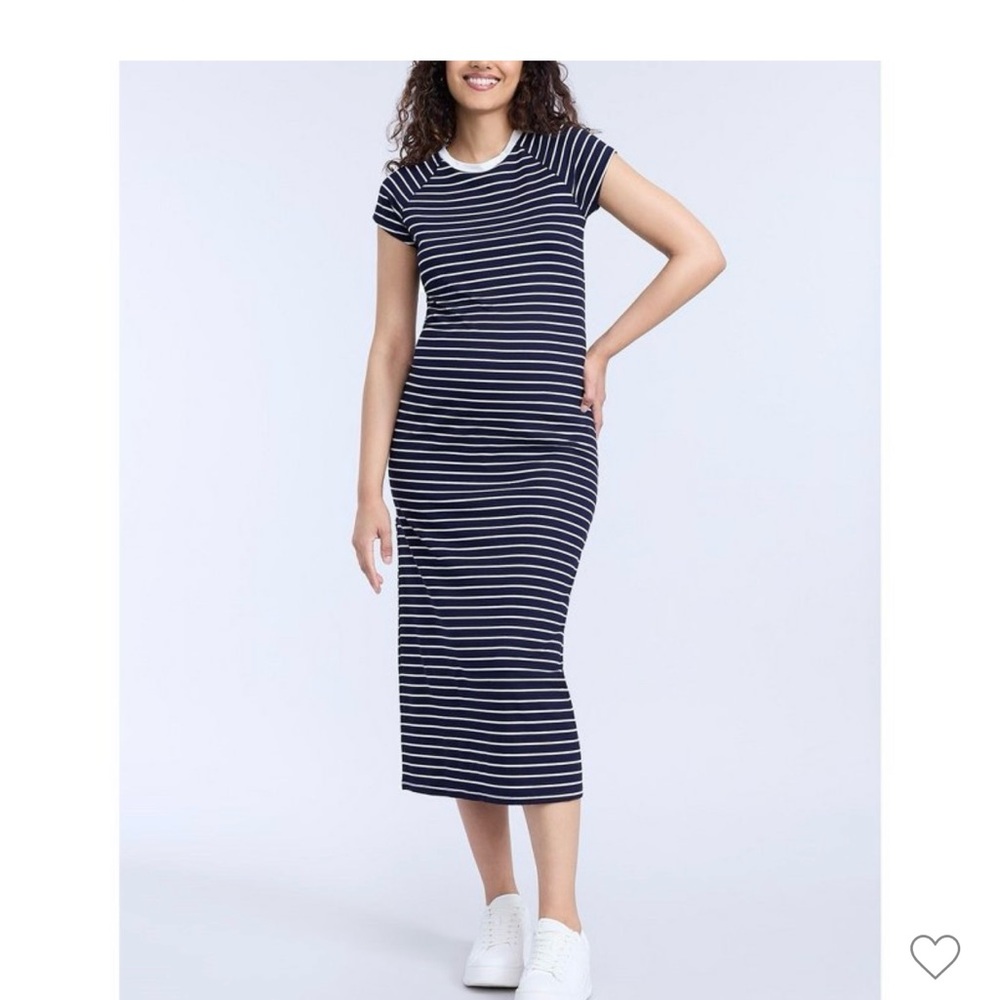 Motherhood Maternity Navy Striped Maternity Dress